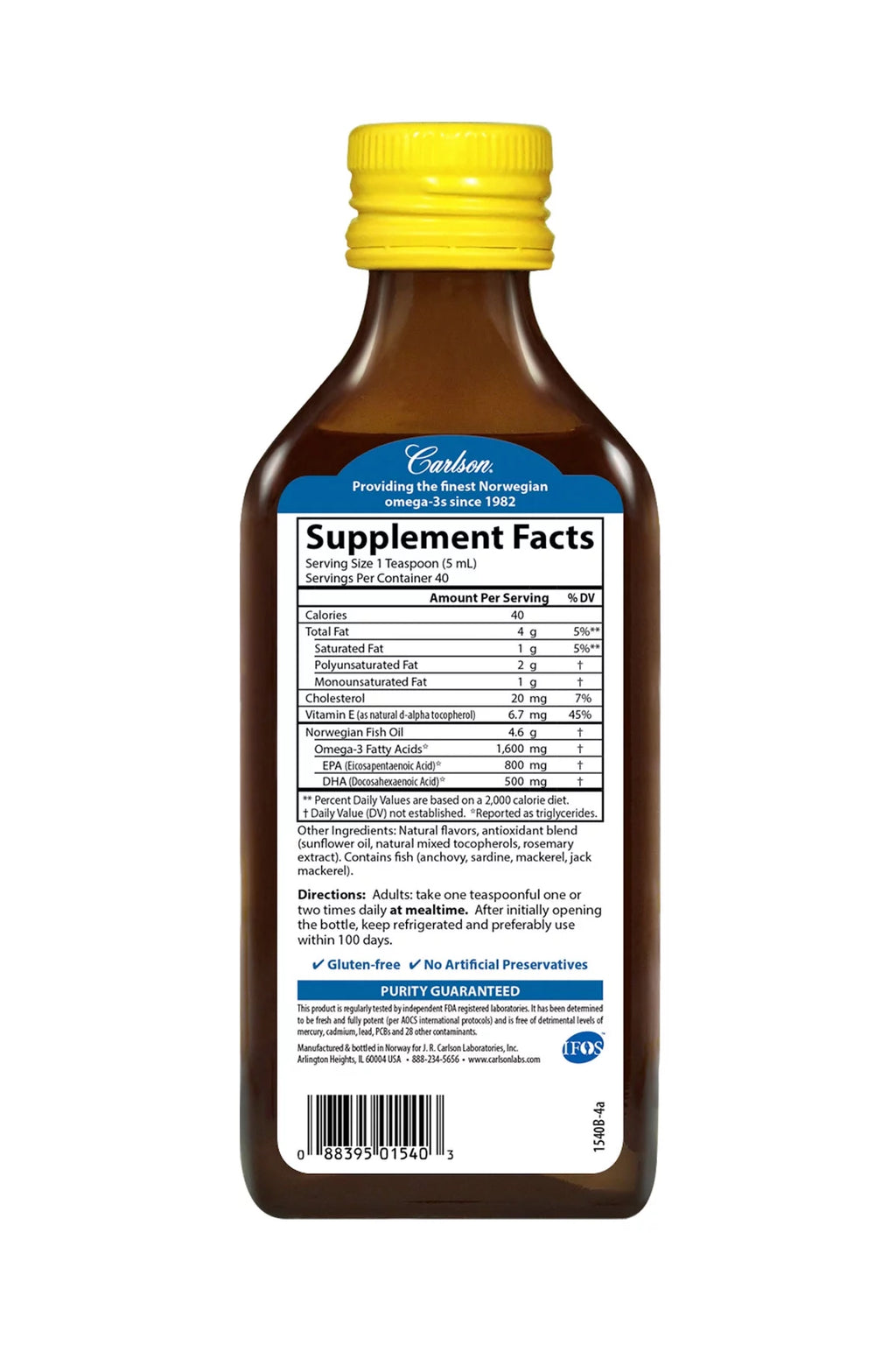 1600 mg Omega-3 Lemon Fish Oil Liquid, 6.7 Fl Oz D53400