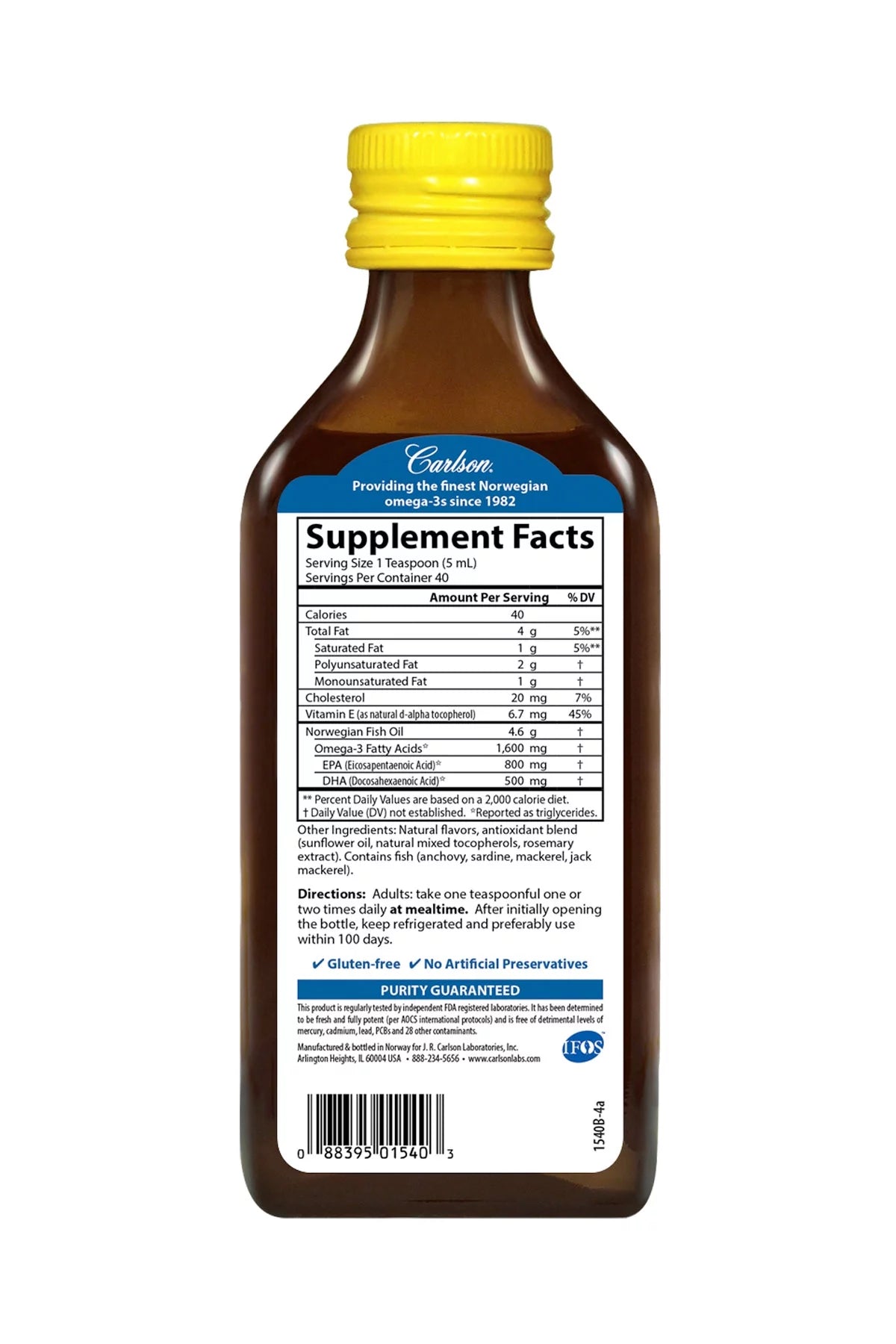 1600 mg Omega-3 Lemon Fish Oil Liquid, 6.7 Fl Oz D53400