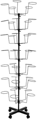 7 Tier Rotating Hat Display Stand with 4 Wheels, Adjustable Metal Hat Stand, 35 Metal Hooks, Black S23537