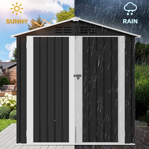 6x4ft Metal Outdoor Storage Shed with Window H334367