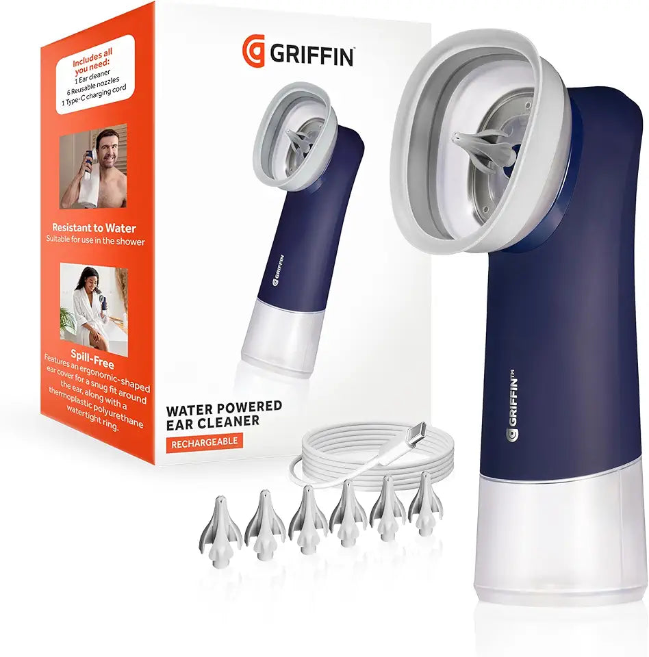 Water-Powered Ear Cleaner with Adjustable Pressure and Reusable Tips W9430