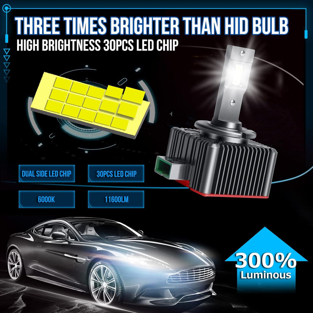 D3S LED Bulbs 6000K White 70W 8600LM Headlight Bulb X71657