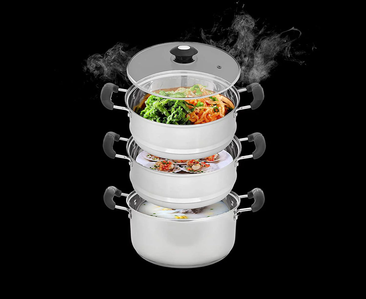 10" Stainless Steel 3 Tier Steamer Pot O405