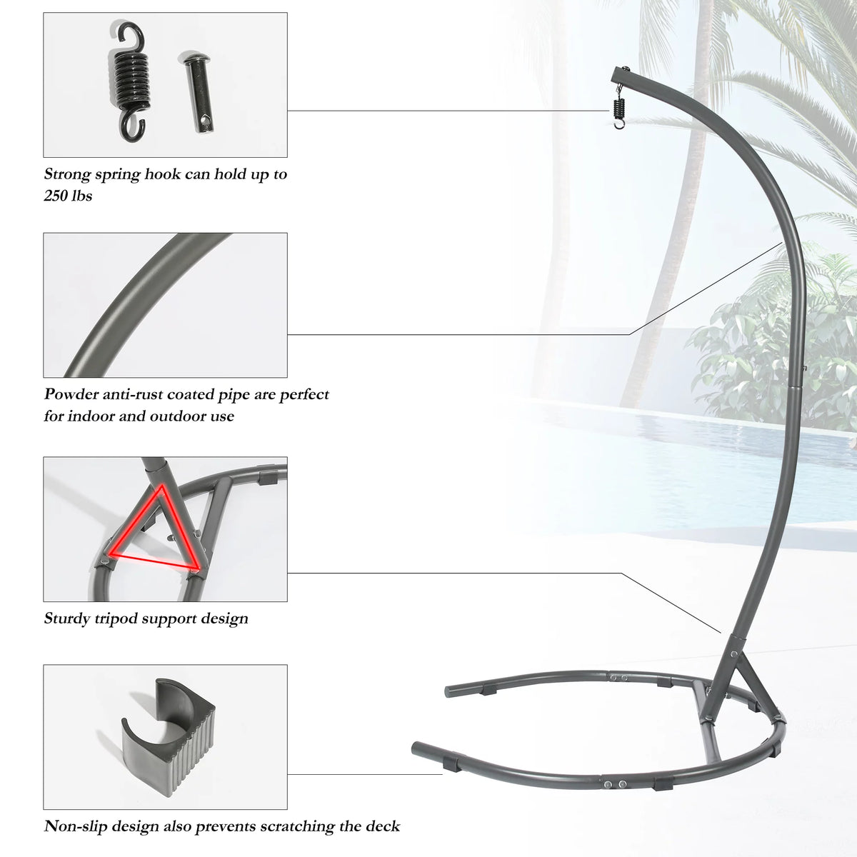 Egg Chair Stand Hanging Hammock Swing Chair C-Stand V64449