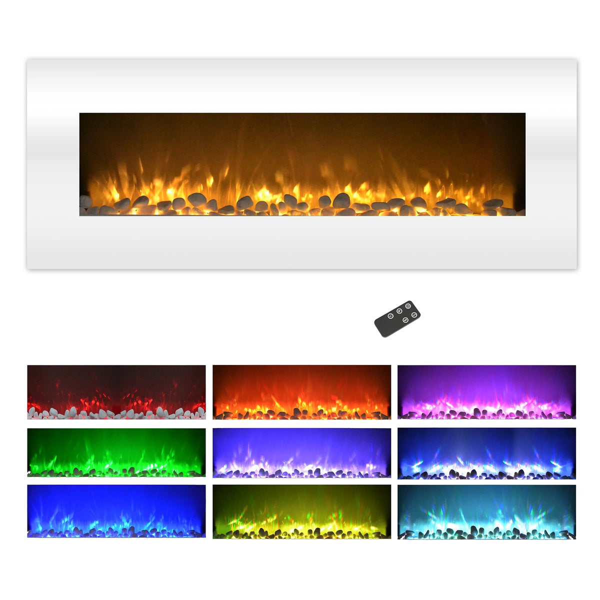 50-inch Wall Mounted Electric Fireplace with Remote White A156