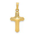 14K Yellow Gold Polished And Textured Cross Pendant Charm G5091