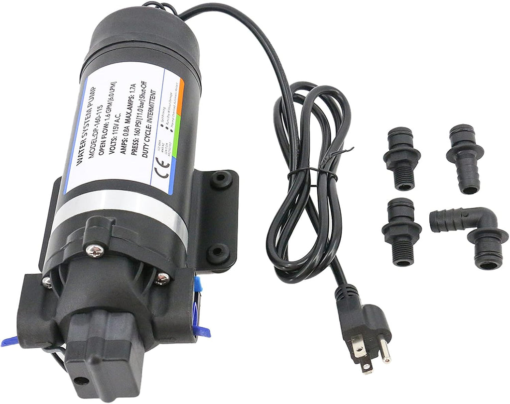 AC 110V Self Priming Water Pressure Pump, 160 PSI, Diaphragm Pump L9665
