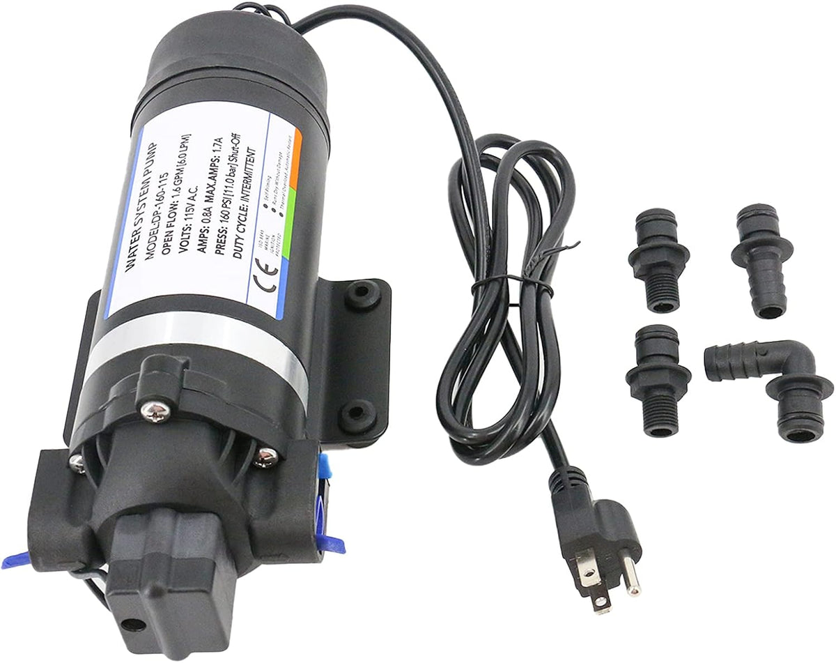 AC 110V Self Priming Water Pressure Pump, 160 PSI, Diaphragm Pump L9665