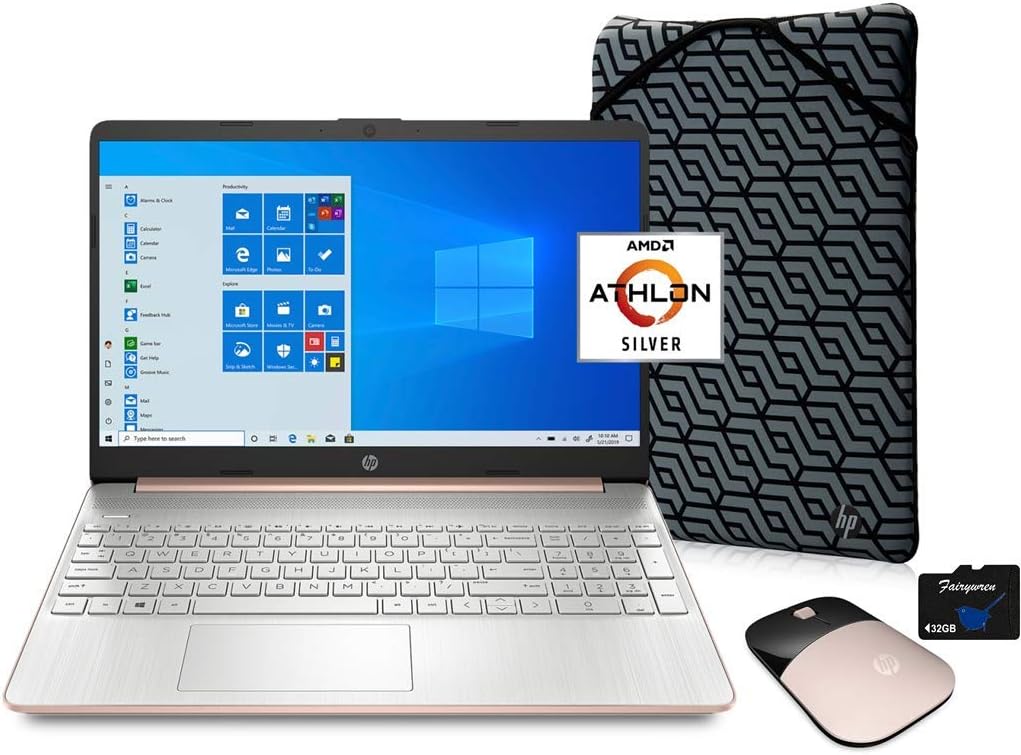Rose Gold 15.6 HD Laptop Computer with Mouse and Sleeve J50836