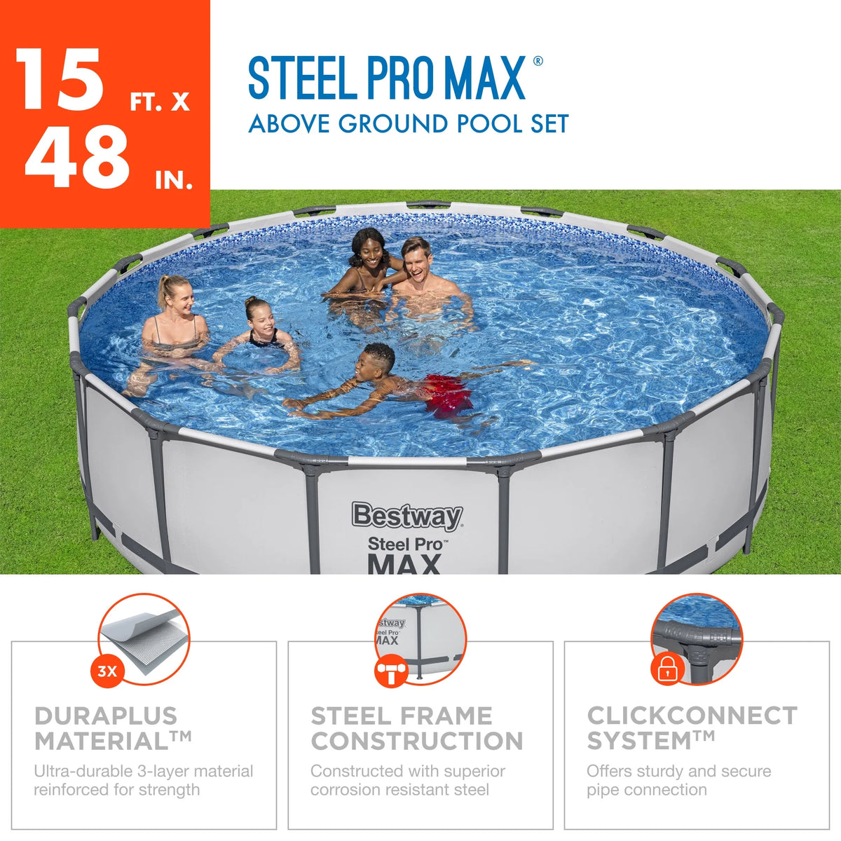 15' x 42 Round Above Ground Swimming Pool Set T361