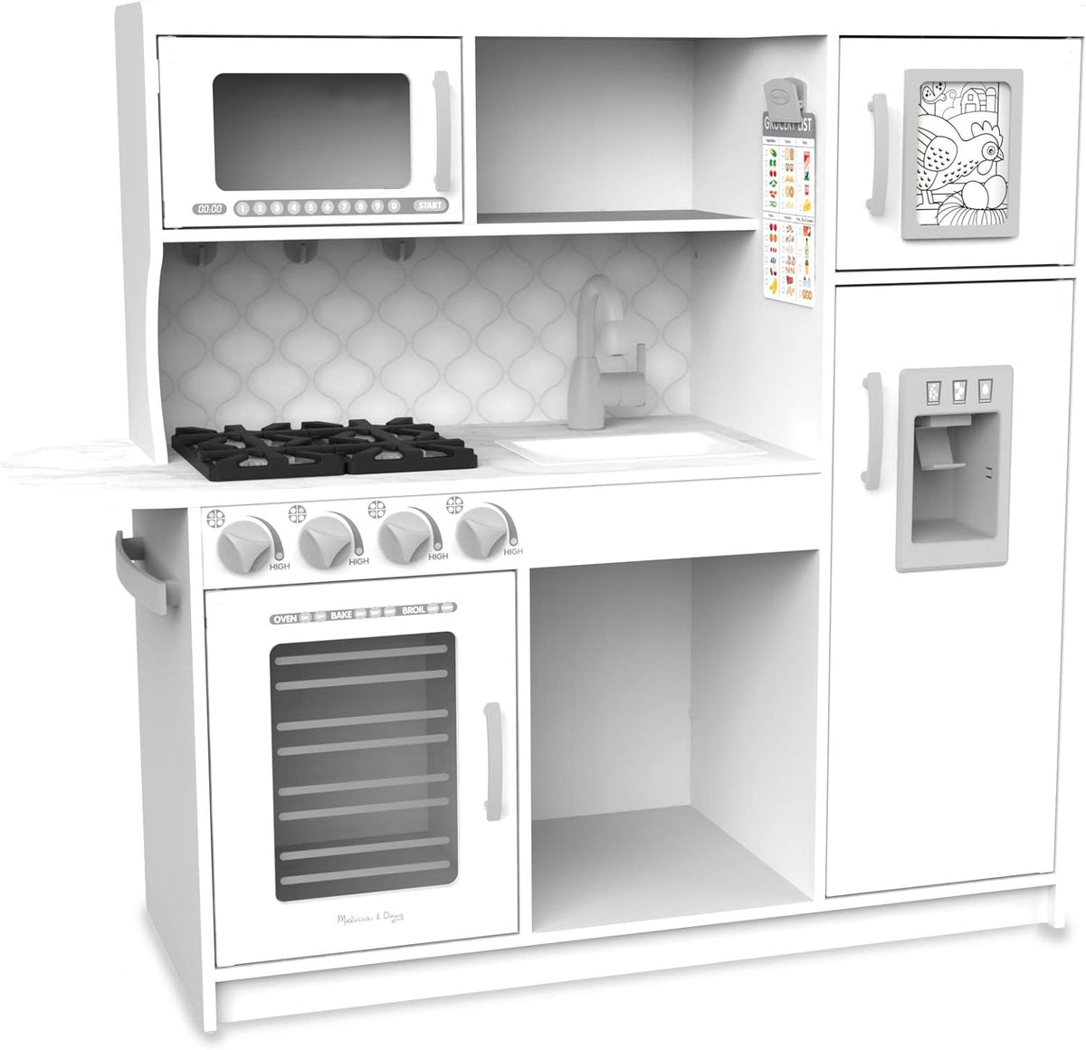 Wooden Chef’s Pretend Play Toy Kitchen With Ice Cube Dispenser Cupcake Pink/White H6427