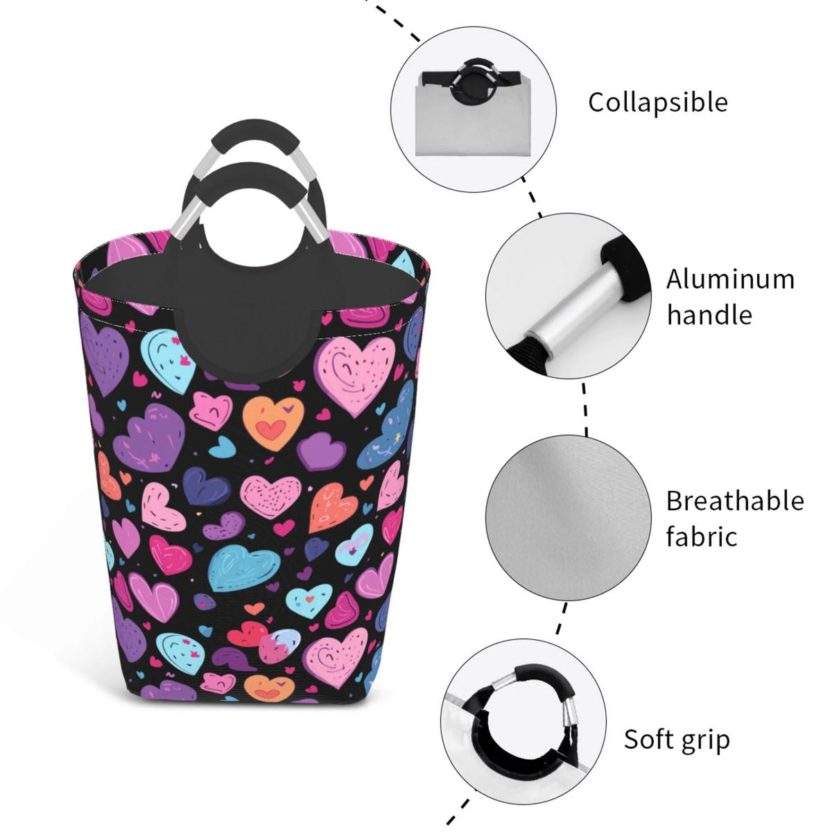 50L Rectangular Laundry Hamper with Aluminum Handles U3123