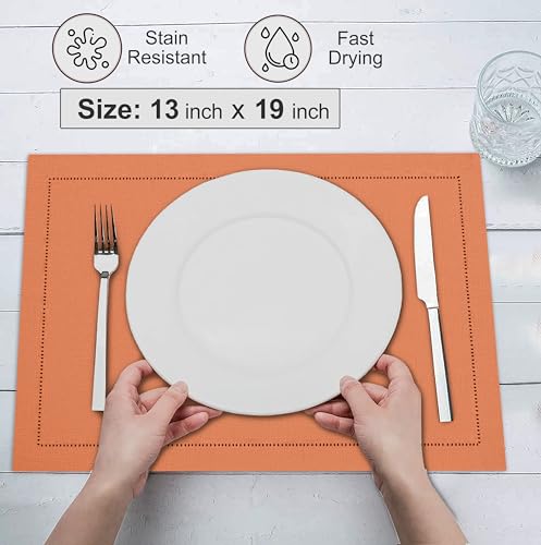 Ivory Linen Placemats Set of 6 13x19 Inch C986695