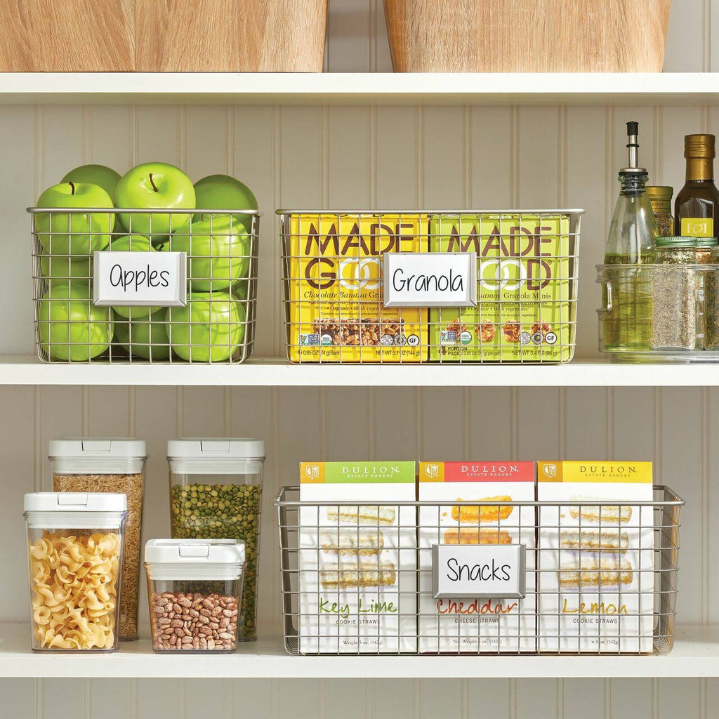 Metal Wire Food Organizer Storage Baskets with Label Slot D98446