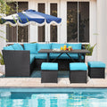 7-Piece PE Rattan Wicker Patio Conversation Set Y68530