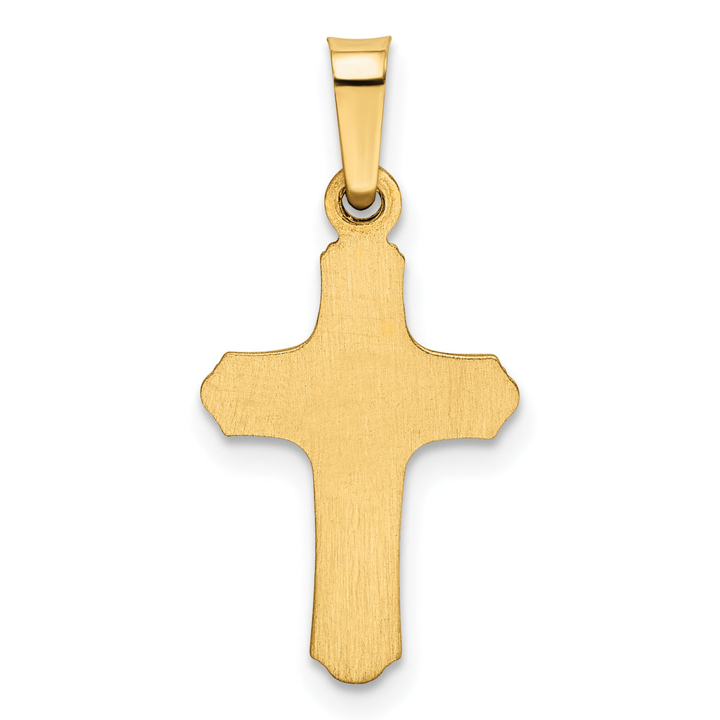 14K Yellow Gold Polished And Textured Cross Pendant Charm G5091