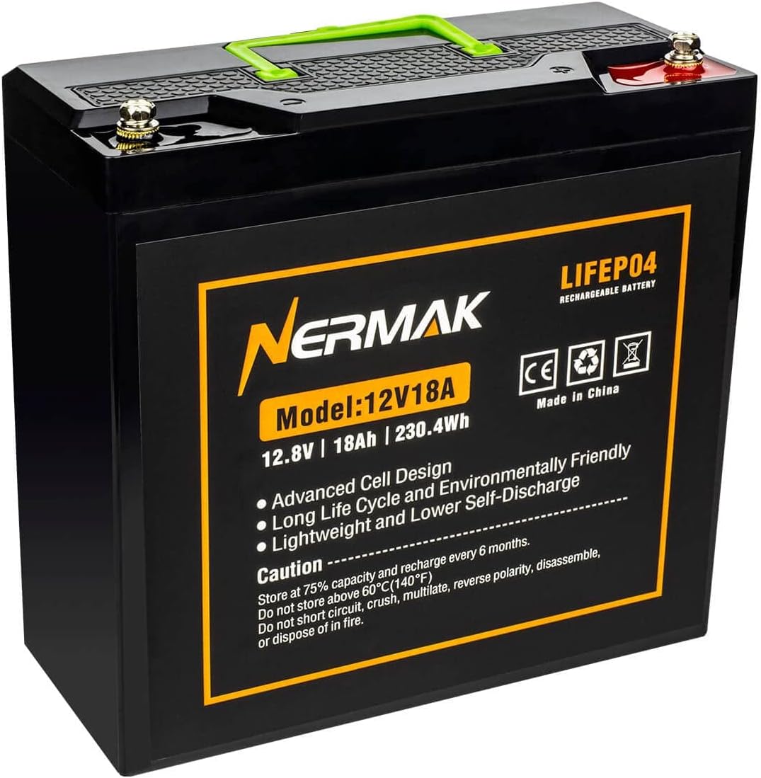 12V 18Ah LiFePO4 Deep Cycle Battery, 2000+ Cycles, 20A BMS, Pack of 2 I728373