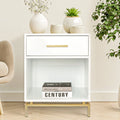 White Modern Rectangle 1-Drawer Wood Nightstand B78268