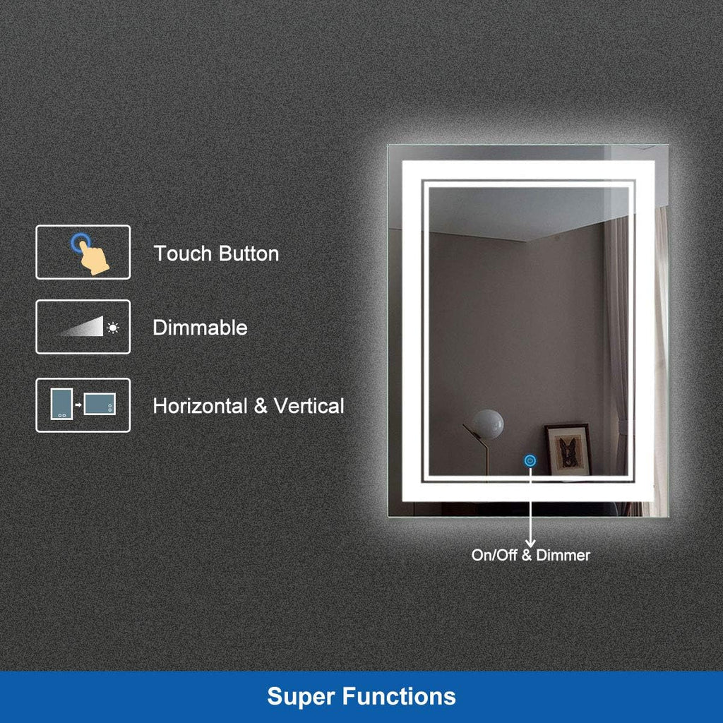 28 x 36 in Vertical Dimmable LED Bathroom Mirror with Anti-Fog Function L924270
