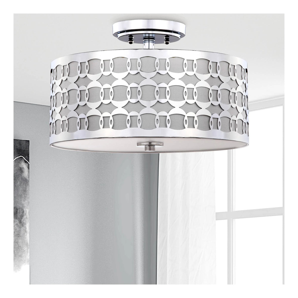 3-Light Chrome Semi-Flush Mount J771106
