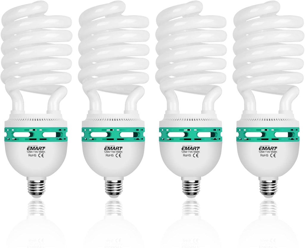 105 Watt Full Spectrum Photography Light Bulb 5500K CFL Daylight Balanced 4 Pack Y86028