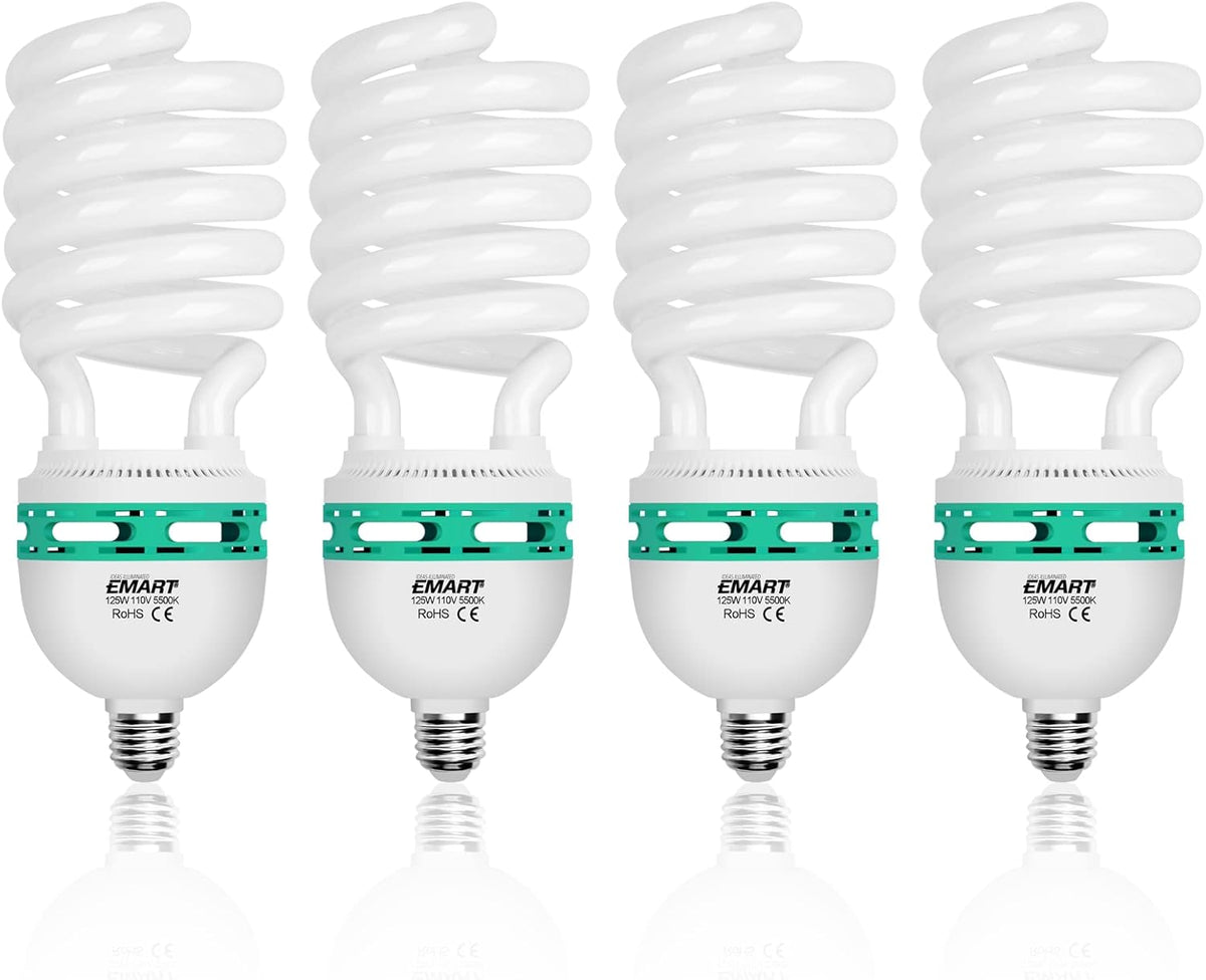 105 Watt Full Spectrum Photography Light Bulb 5500K CFL Daylight Balanced 4 Pack Y86028