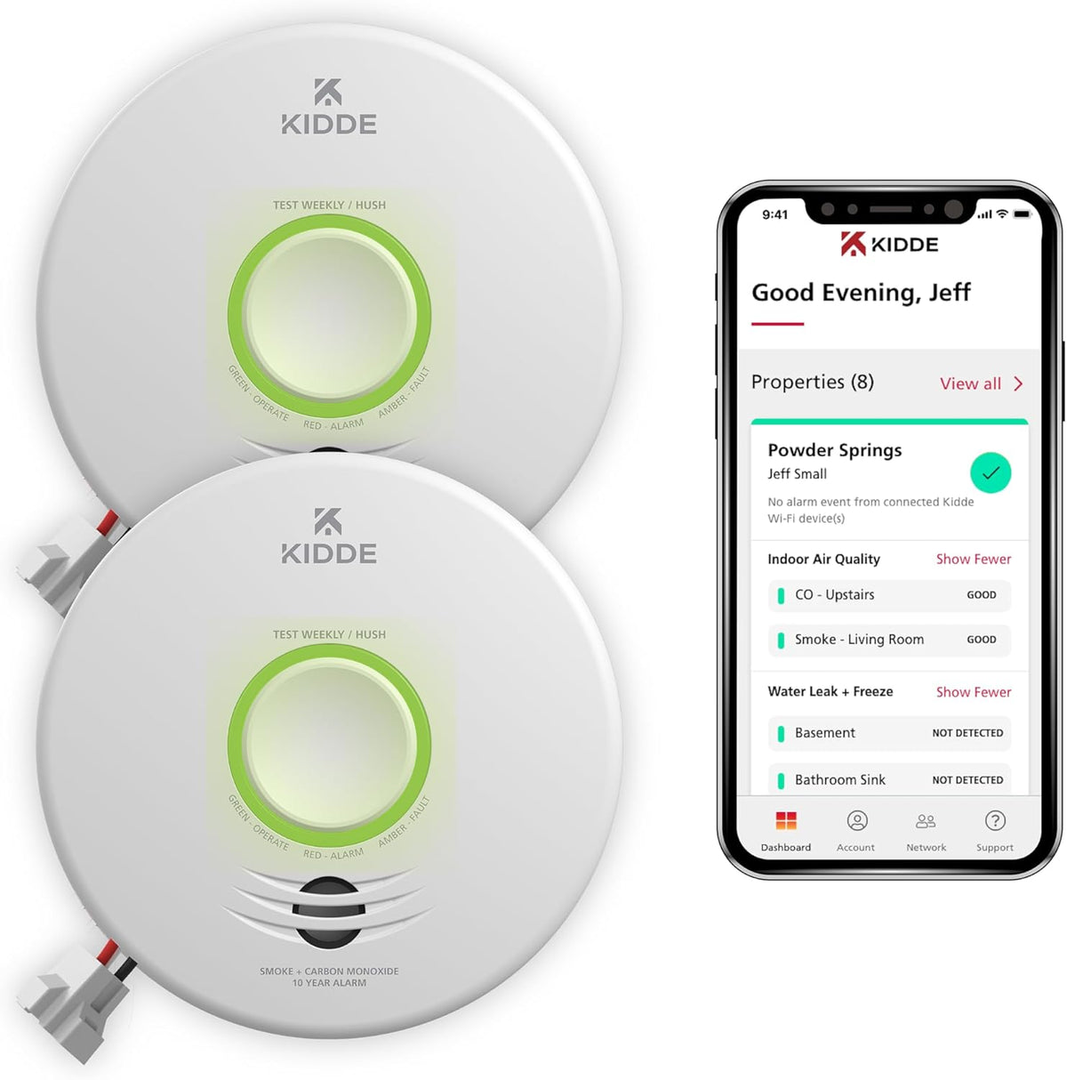 2 Pack Smart Smoke & Carbon Monoxide Detector X138880