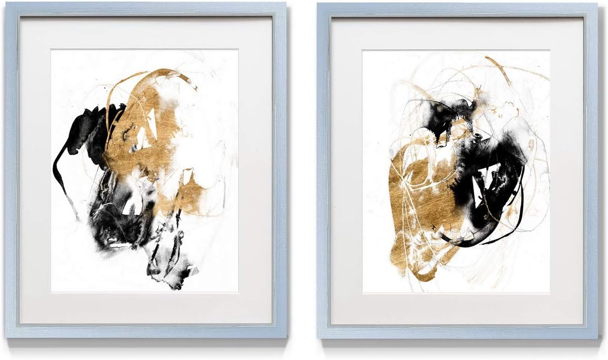 2 Piece Framed Artwork Set, Silver Frame, White Mat, Plexiglass, 16 in W X 20 in H V544