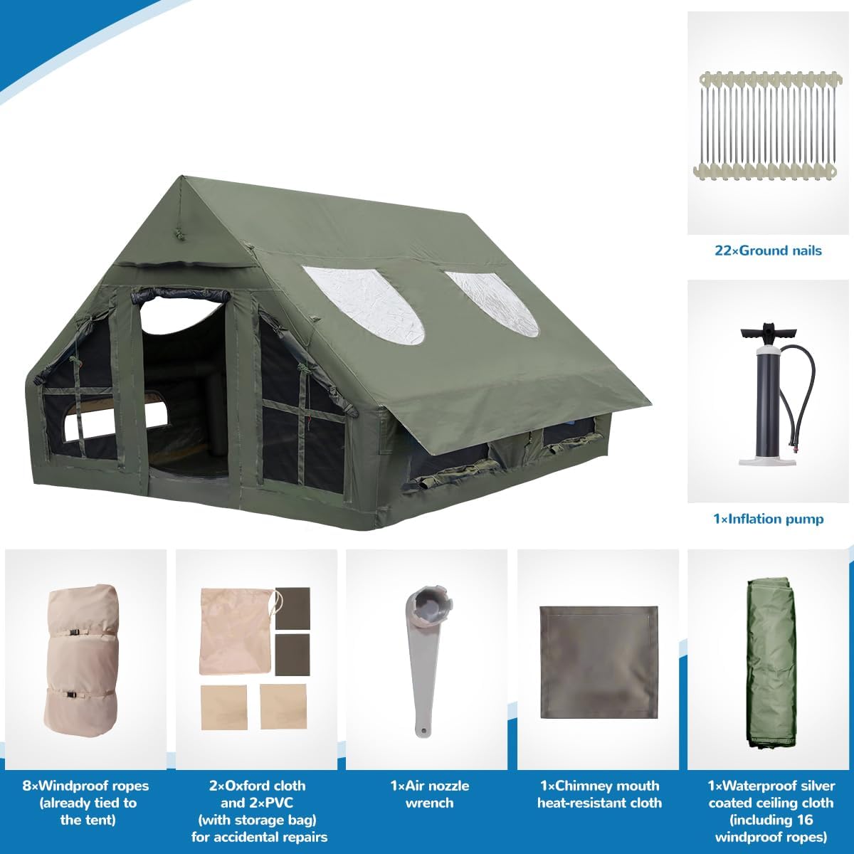Inflatable Camping Tent with Pump, 4 Season, Waterproof K4390