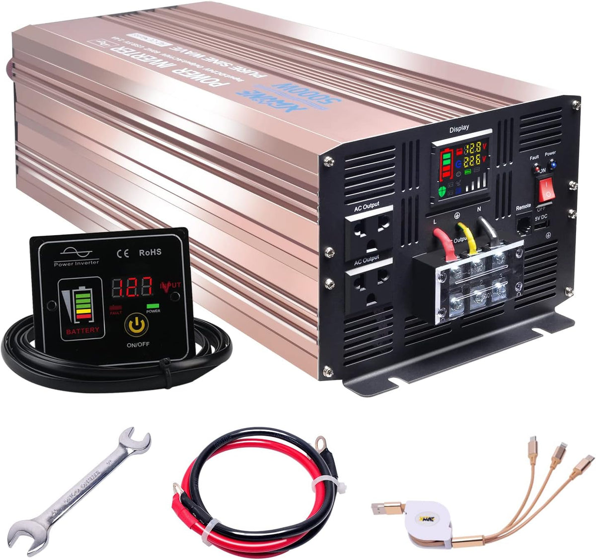 4000 Watts Pure Sine Wave Power Inverter with Remote Control and LED Display I877198