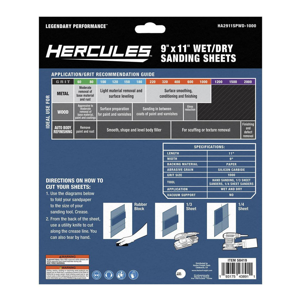 9 in. x 11 in. 1000-Grit Wet/Dry Sanding Sheets Silicon Carbide 5-Pack I535