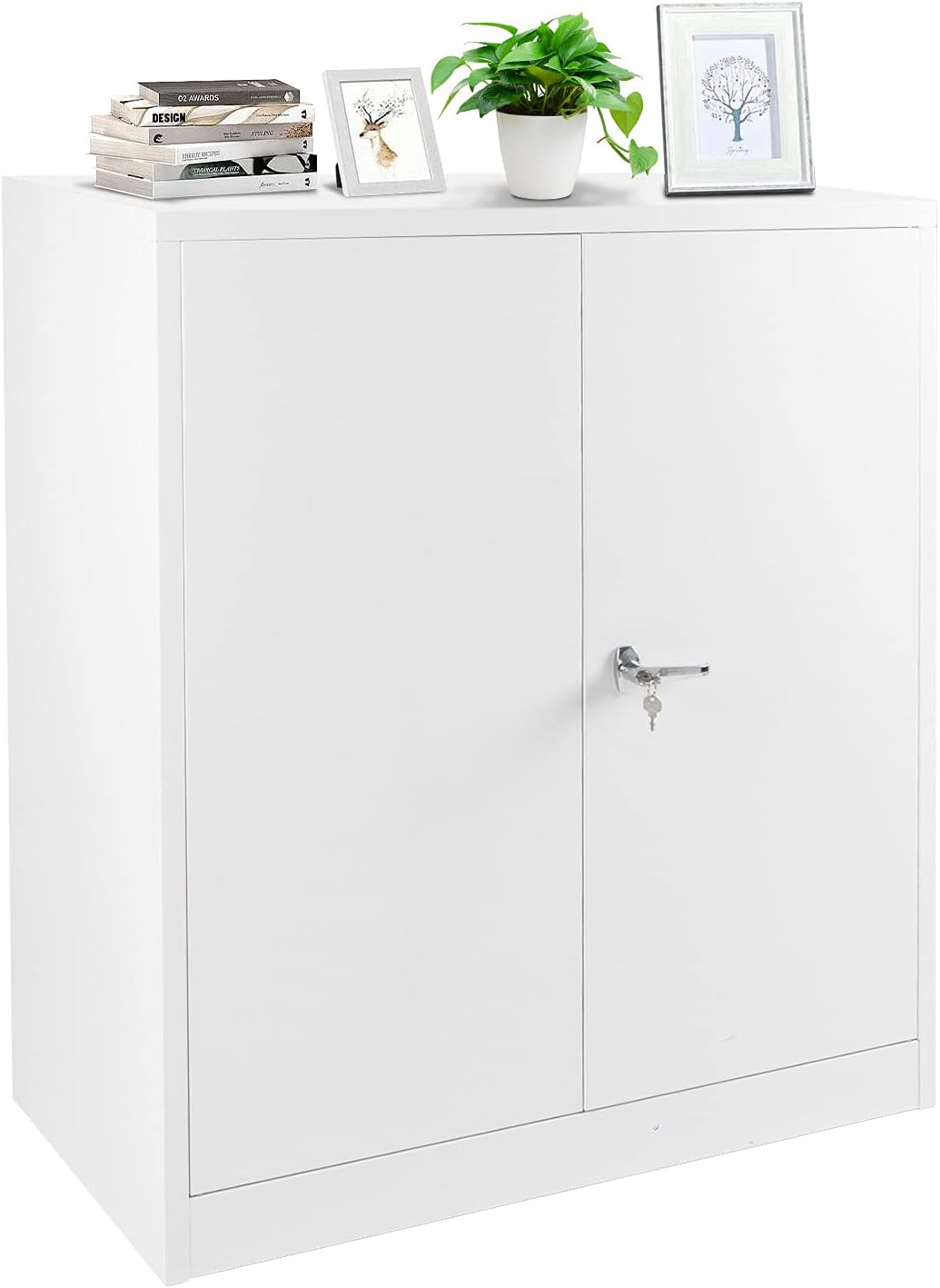 Lockable Metal Storage Cabinet with 2 Doors Q375903