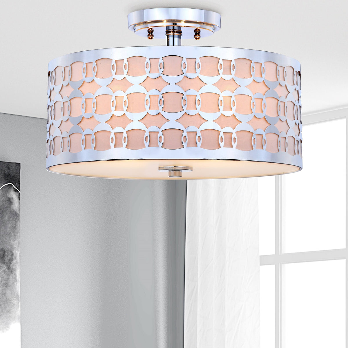 3-Light Chrome Semi-Flush Mount J771106