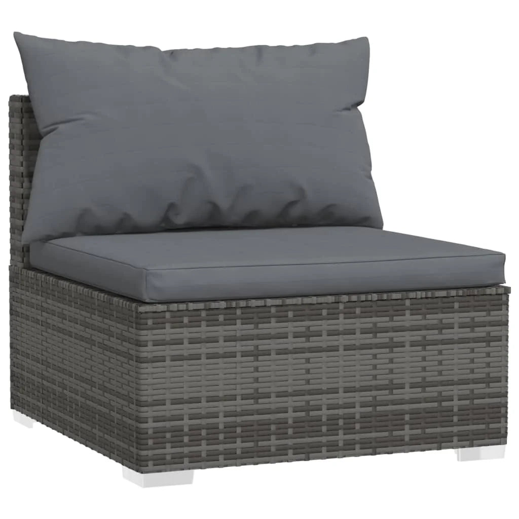 9 Piece Patio Set with Cushions Gray Poly Rattan H818
