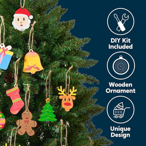 100 Pcs Unfinished Wood Ornaments with 8 Watercolor Pens H869540