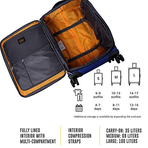 Ultra Lightweight Carry On Expandable Softside 20 Inch Luggage Small Rolling Bag Durable 8-Spinner Wheels Suitcase Royal Blue G902