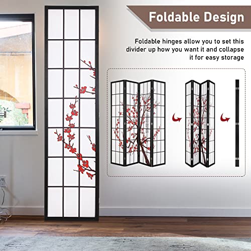 White 4 Panel Folding Wood Room Divider W3484