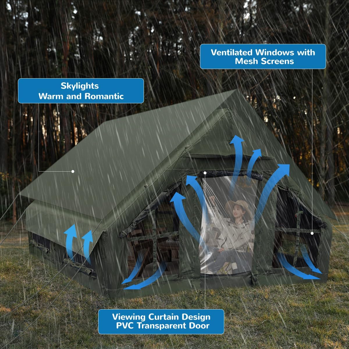 Inflatable Camping Tent with Pump, 4 Season, Waterproof K4390