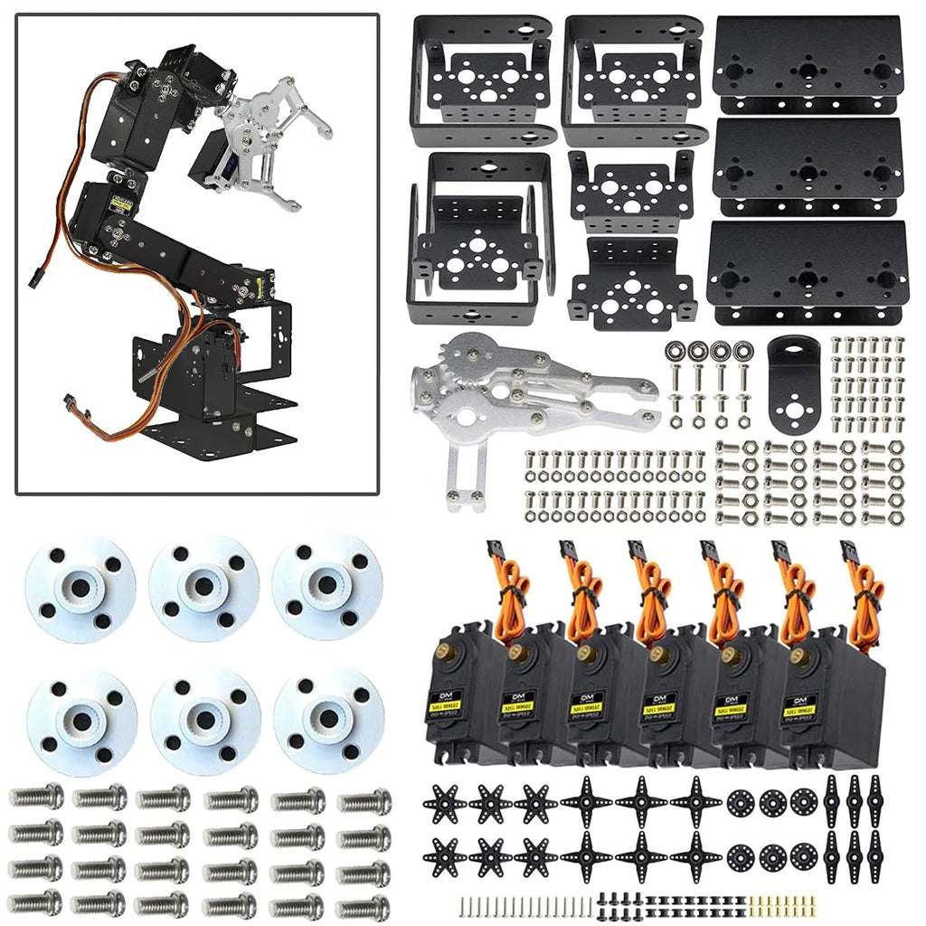 Black 6DOF Aluminium Robot Arm Kit with MG996 Servos A474575