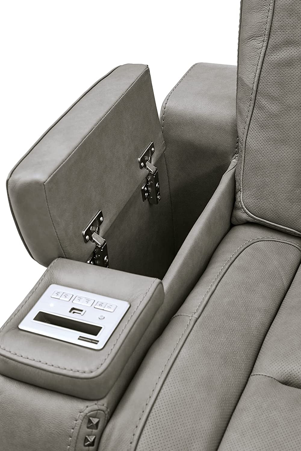 Gray Leather Power Reclining Loveseat R215543