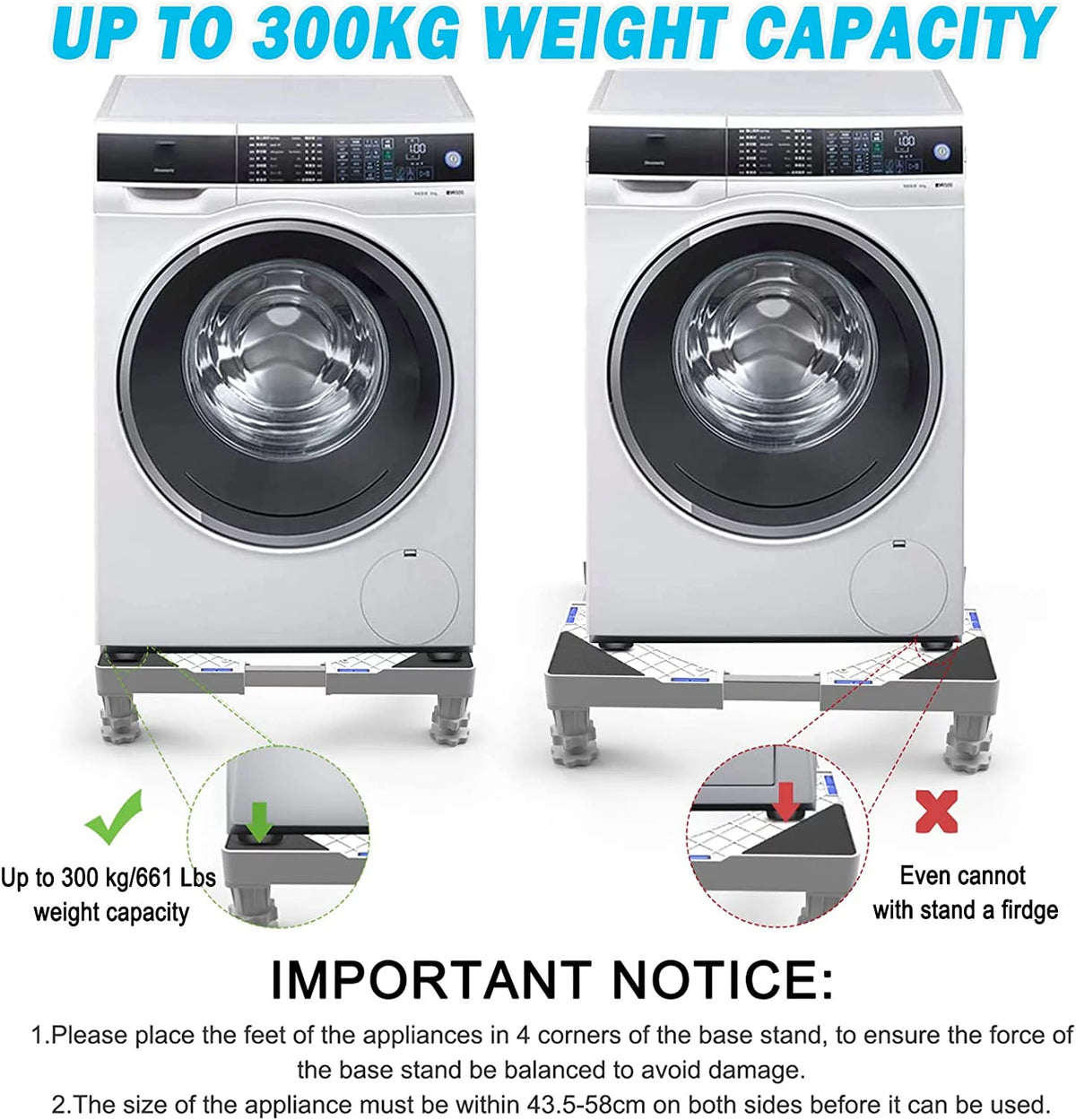 Adjustable Mini Fridge Stand with 4 Heavy Duty Feet White F563