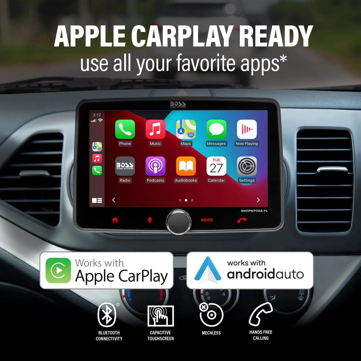 Single Din 7 Inch Touchscreen Car Stereo with Apple CarPlay Android Auto Bluetooth V2508