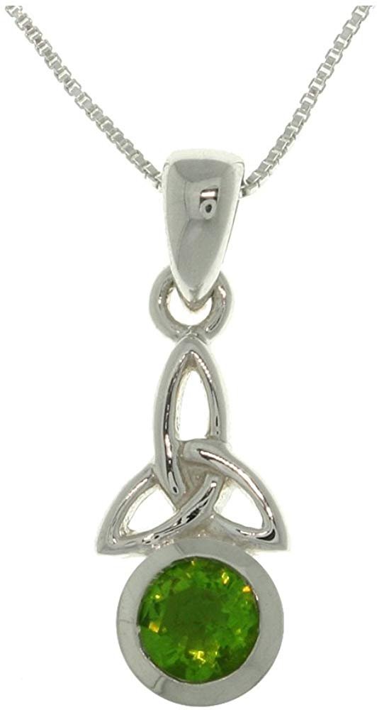 Synthetic Peridot Celtic Birthstone Necklace Z2061