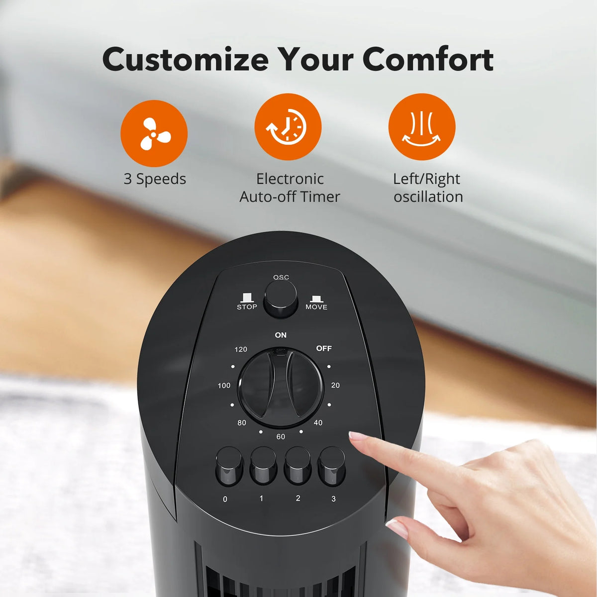 Black 36 Tower Fan with 3 Speed Settings S26902