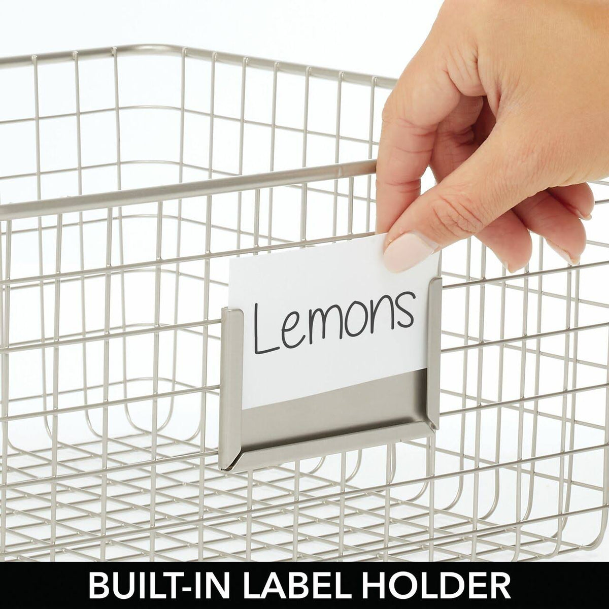 Metal Wire Food Organizer Storage Baskets with Label Slot D98446
