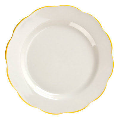 Ivory Scalloped Edge China Plate with Gold Band - 12/Case T938