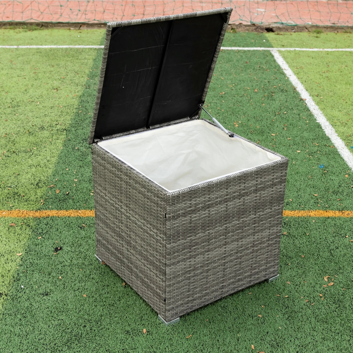 Creme 4 Piece Patio Sectional Wicker Rattan Outdoor Furniture Sofa Set with Storage Box D4560