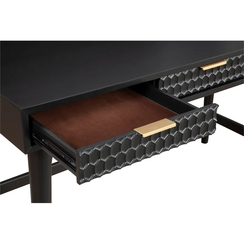 5 Drawer Chest and Wood Desk Set in Black N304