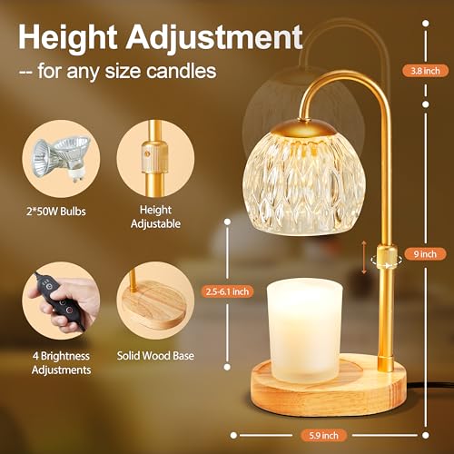 Gold Glass Electric Candle Warmer Lamp with Timer and Dimmer U623701