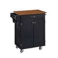 Black Kitchen Cart with Oak Top M791396